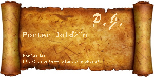 Porter Jolán névjegykártya